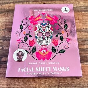 4-pack Body Prescriptions Sugar Skull Shaped Facial Sheet Mask NEW IN BOX